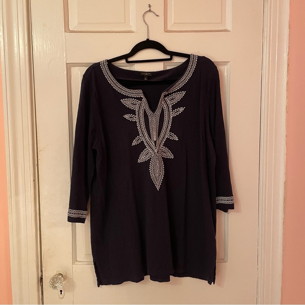 Talbots 1x plus Navy tunic top - VGUC